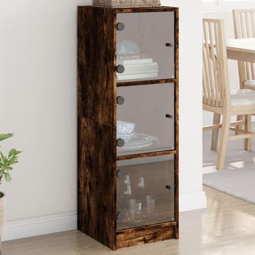 vidaXL buffetkast met glazen deuren 35x37x109 cm gerookt, Minder dan 50 cm, Verzenden, 100 tot 150 cm, Nieuw