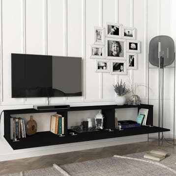 [en.casa] Tv-meubel Vihti zwevend 180x31x29,5 cm zwart, Verzenden, Nieuw