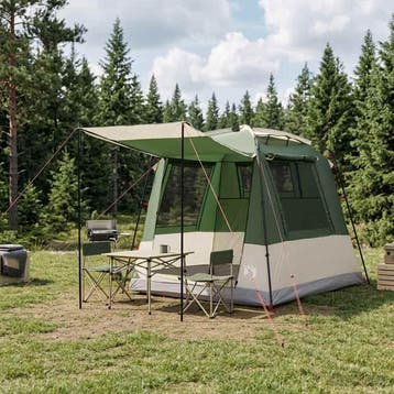 vidaXL Partytent 4-persoons Groen 185T Polyester met PU, Verzenden, Nieuw, Tot en met 2
