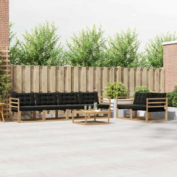 vidaXL Buiten bankenset 7 st Wit en zwart, Verzenden, Nieuw
