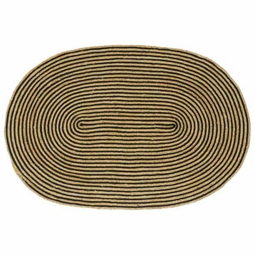 vidaXL Gebied Tapijt Naturel en Zwart 122 x 183 cm Jute, Verzenden, Nieuw, Bruin