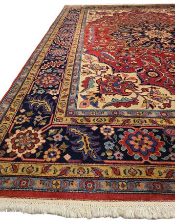 Groot Perzisch tapijt Heriz 250x350 wollen vloerkeed, 200 cm of meer, Zo goed als nieuw, Rechthoekig, Blauw