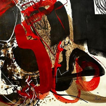 Pierre Fulcrand (1914-2004) - Abstraction rouge et noire, Antiek en Kunst, Kunst | Schilderijen | Klassiek