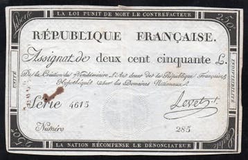 France Assignat Über 250 Livres 7 Vendemiaire Lan 2 Nat.., Verzenden