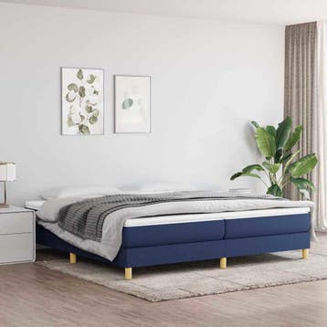 vidaXL Boxspring bed stof blauw 200x200 cm, Overige maten, 200 cm, Stof, Verzenden