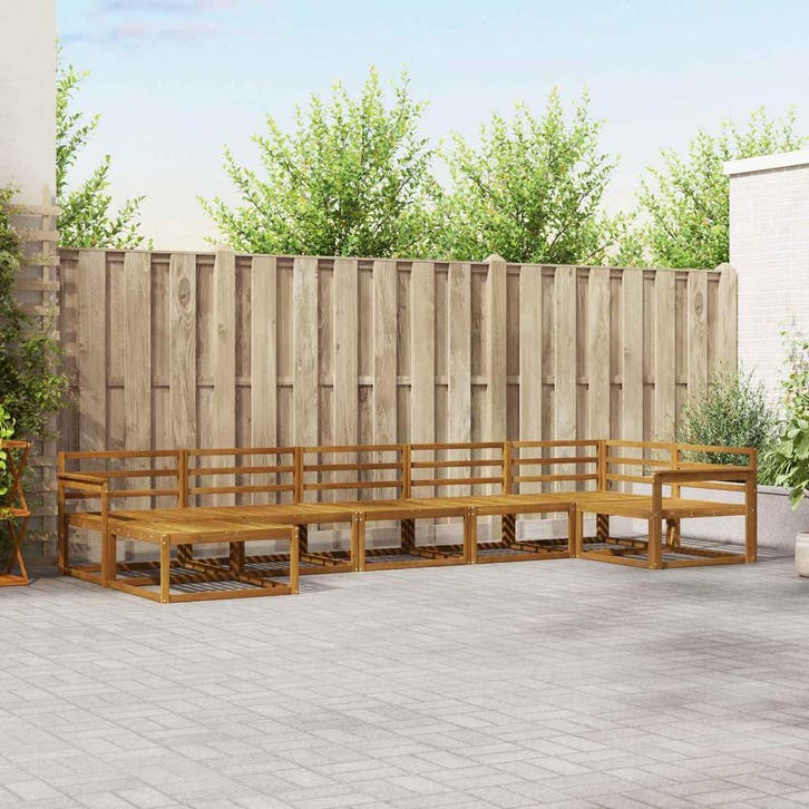 vidaXL Buiten bankenset 7 pcs Naturel Massief Acaciahout, Huis en Inrichting, Overige Huis en Inrichting, Nieuw, Verzenden