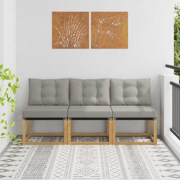 vidaXL 3 st Buiten Midden Sofa Massief acaciahout en, Verzenden, Nieuw, 3 zitplaatsen