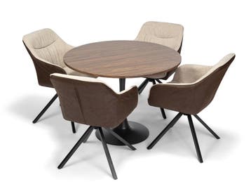 Eettafelset Orbis 4 Loren Stoelen 100 cm Zwart, Huis en Inrichting, Verzenden, Nieuw, Modern Scandinavisch, Minder dan 4 stoelen