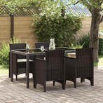 vidaXL Tuinstoel met kussen 4 pcs Bruin 53 x 49 x 85 cm, Verzenden, Nieuw