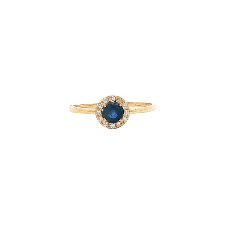 Gouden entourage ring met saffier en diamant 14 karaat*, Sieraden, Tassen en Uiterlijk, Ringen, Goud, Zo goed als nieuw, Verzenden