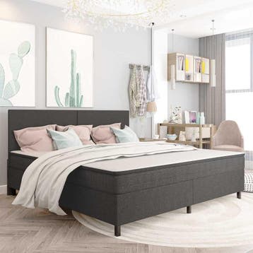 vidaXL Boxspring stof donkergrijs 200x200 cm, Verzenden, Overige maten, 200 cm, Nieuw