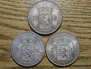 Nederland. Willem III. Gulden 1867/1873 König Willem III 3x