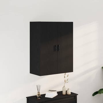 vidaXL Wandkast Zwart Eiken 69,5 x 34 x 180 cm Bewerkt hout, Huis en Inrichting, Minder dan 50 cm, Verzenden, Nieuw, Minder dan 100 cm