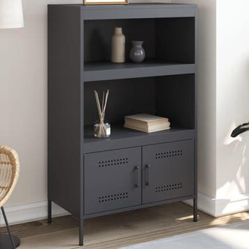 vidaXL buffetkast 68x39x113 cm staal antracietkleurig, Minder dan 50 cm, Verzenden, 100 tot 150 cm, Nieuw