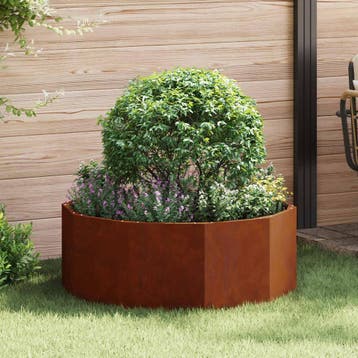 vidaXL Plantenbak Roestig 90 x 90 x 35 cm weervast staal, Verzenden, Nieuw, Metaal, 60 tot 100 cm