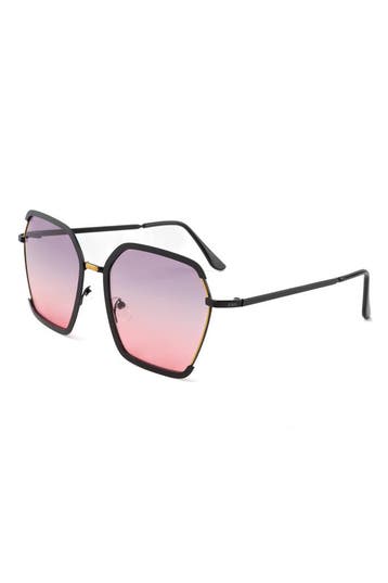 KIMU® Zonnebril UKI Groot Vierkant Zwart Montuur Paarse Roze, Ophalen of Verzenden, Nieuw, Feestartikel, Carnaval