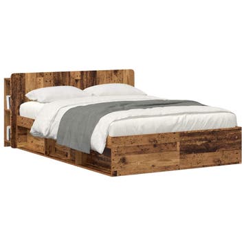 vidaXL Hoofdeinde kas met opslag Oud hout Bewerkt hout, Verzenden, Nieuw, Bruin, Hout