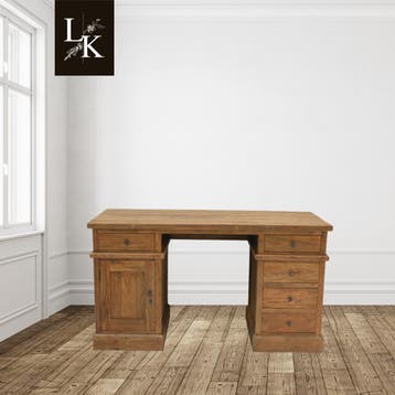 Bureau teakhout met lades en kast – maatwerk mogelijk, Nieuw