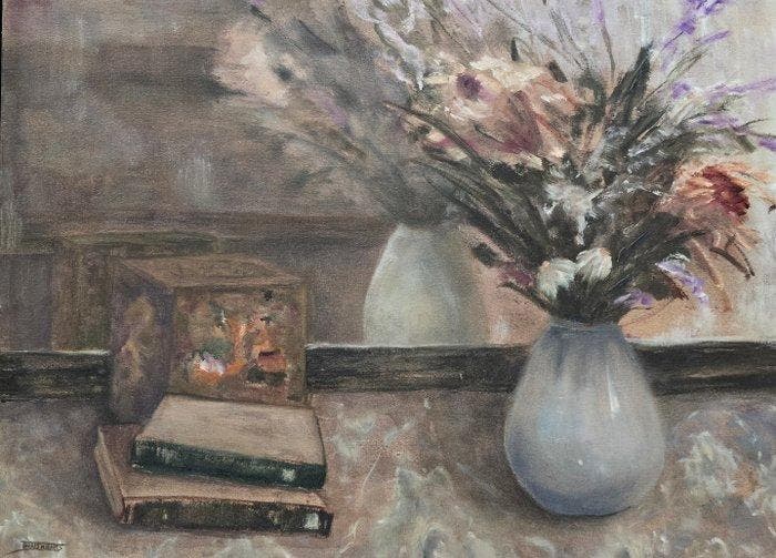 Torres de Torres (1948) - NO RESERVE - Flores y memoria, Antiek en Kunst, Kunst | Schilderijen | Klassiek
