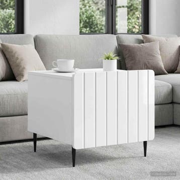 vidaXL Salontafel met lade Hoogglans Wit 49 x 50 x 42 cm, Huis en Inrichting, Verzenden, Nieuw, Overige houtsoorten, 50 tot 100 cm
