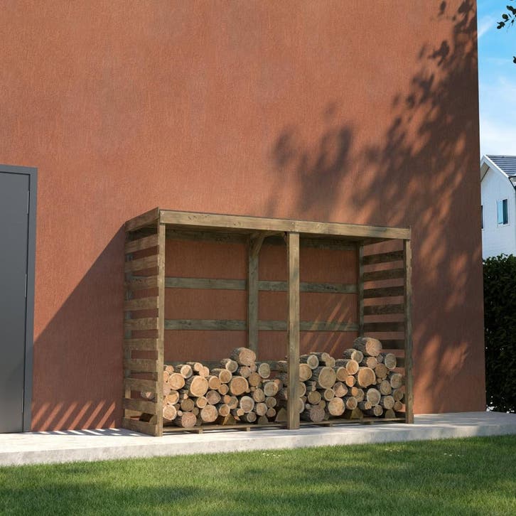 Haardhout Berging Columbus XL met Bitumen Dak 238 cm, Tuin en Terras, Haardhout, Elzenhout, Verzenden