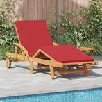 vidaXL Ligstoel 2 pcs Rood Massief Acaciahout, Tuin en Terras, Verzenden, Nieuw