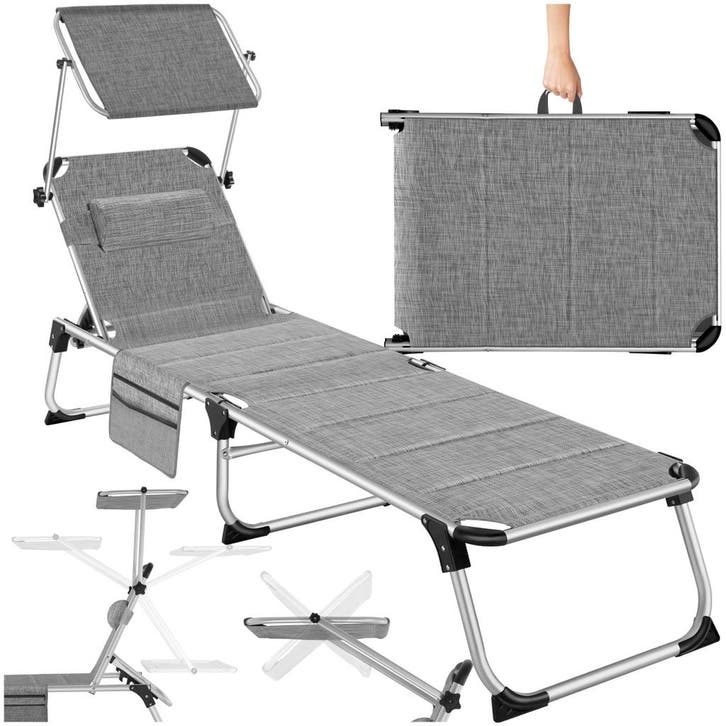 Aluminium ligstoel Lorella, gestoffeerd, opvouwbaar, Tuin en Terras, Tuinsets en Loungesets, Verzenden