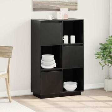 vidaXL buffetkast 74x35x117 cm massief grenenhout zwart, Minder dan 50 cm, Verzenden, 100 tot 150 cm, Nieuw
