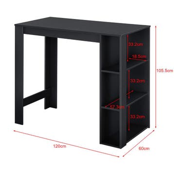 Bartafel Danderyd met 3 planken 120x60x105,5 cm zwart [en.ca, Huis en Inrichting, Tafels | Statafels, Verzenden, Nieuw
