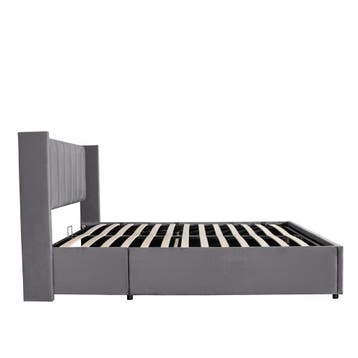 Gestoffeerd bed Savona - 200 x 120 cm - Donkergrijs - Incl., Verzenden, Nieuw