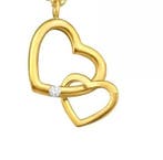 Zilveren ketting verguld met dubbel hart vorm, Sieraden, Tassen en Uiterlijk, Kettingen, Nieuw, Ophalen of Verzenden, Met hanger