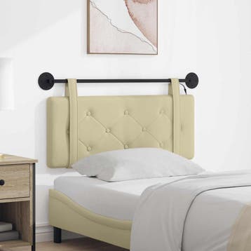 vidaXL Hangend hoofdbord Met LED-verlichting Crèmekleurig, Verzenden, Nieuw, Crème, Overige materialen