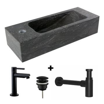 Fontein hardsteen Saniflex Slim links Black edition, Verzenden, Nieuw