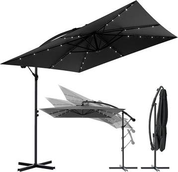 Zweefparasol - Tuinparasol - Parasol Ø350 cm - Met voet - Me, Verzenden, Zo goed als nieuw