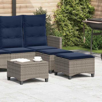 vidaXL Tuinkrukken met kussens 2 st 55x55x36 cm poly rattan, Tuin en Terras, Verzenden, Nieuw, Rotan