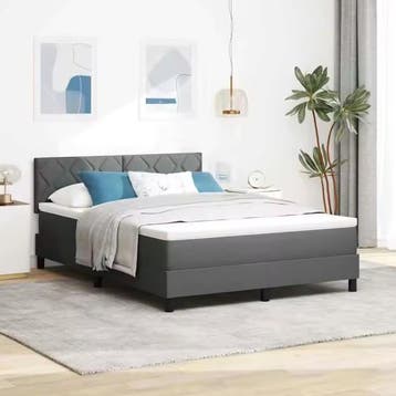 Donkergrijs Boxspringbed met Matras en Verstelbaar Hoofdeind, Verzenden, Nieuw