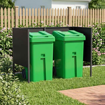 vidaXL Afvalcontainer scherm 167 x 85 x 113 cm Staal Zwart, Verzenden, Nieuw, IJzer