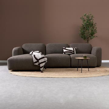 *WOONWINKEL* Bruine Hoekbank Chaise Longue Links, Verzenden, Nieuw