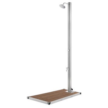 vidaXL Buitendouche met bruine basis 220 cm roestvrij staal, Verzenden, Nieuw