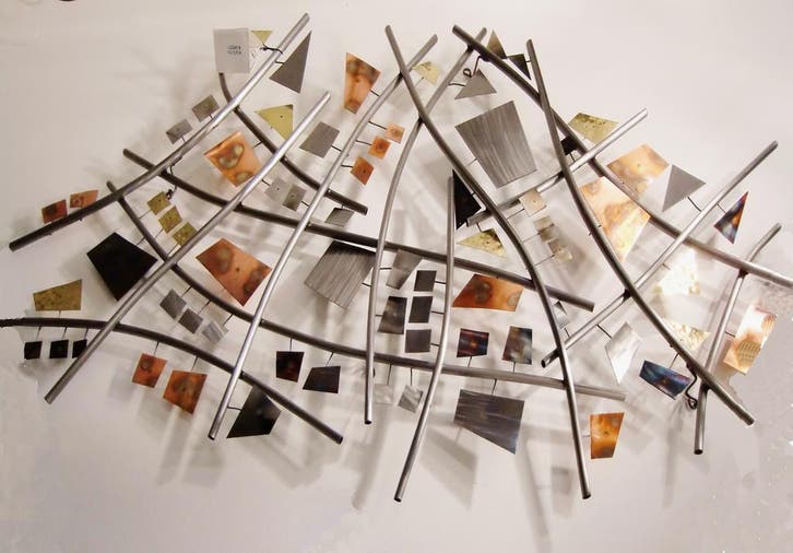 Metalen wandsculptuur Calculation, Antiek en Kunst, Kunst | Designobjecten, Ophalen of Verzenden