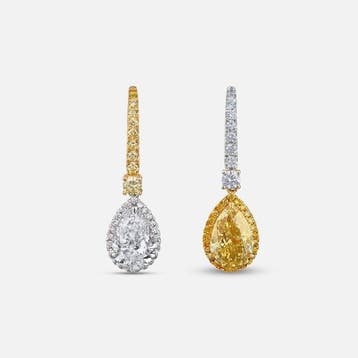 Oorbellen - 14 karaat Witgoud, Geel goud - 4.97ct. tw. Geel, Sieraden, Tassen en Uiterlijk, Oorbellen, Nieuw