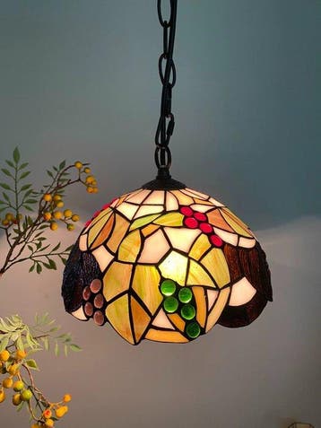 Lamp - Glas, Legering - Tiffany-stijl druivenbloem