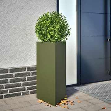 vidaXL Plantenbak driehoek 40x34,5x75 cm staal olijfgroen, Verzenden, Nieuw, Metaal
