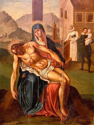 Scuola fiamminga (XVIII) - Pietà con la Vergine e ritratto