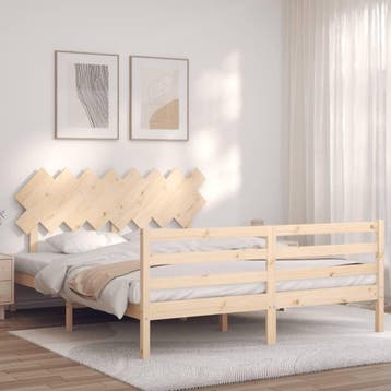 vidaXL Bedframe met hoofdbord massief hout 160x200 cm, Huis en Inrichting, Bruin, Verzenden, 200 cm, 160 cm