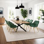 Eetkamerstoel Marilyn, fluweeloptiek, doorgestikt - donkergr, Verzenden, Nieuw