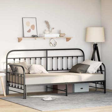 vidaXL Bedframe voor een daybed Zwart 90 x 200 cm, Verzenden, Nieuw, Zwart, Metaal