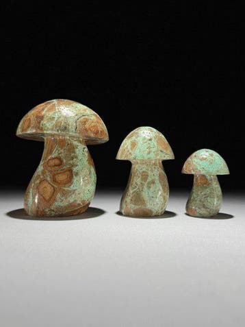 GEEN MINIMUMPRIJS - Prachtige set van 3 groene smithsoniet