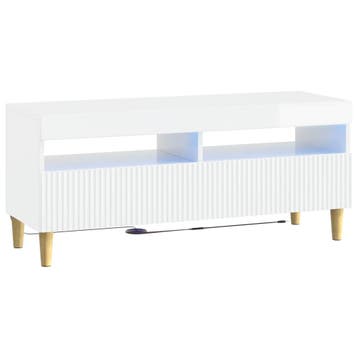 vidaXL LED tv-meubel Hoogglans Wit Bewerkt hout, Huis en Inrichting, Minder dan 50 cm, Verzenden, Nieuw, Minder dan 100 cm