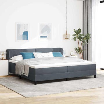 vidaXL Boxspringbed met hoofdeinde Donkergrijs 200 x 200 cm, Verzenden, Nieuw, Grijs, Stof